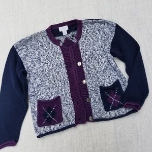 Christopher & Banks Navy Purple Vintage Cardigan